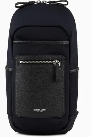 Giorgio Armani One-Shoulder-Rucksack aus zweifarbigem Nylon-Funktionsgewebe