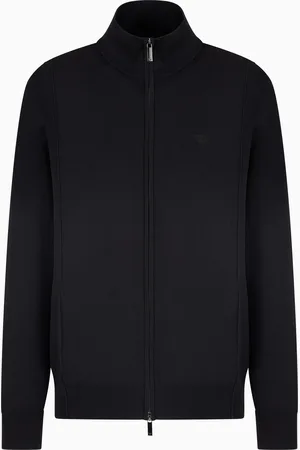 Emporio Armani Cardigan mit durchgehendem Reißverschluss aus einfarbigem Strick