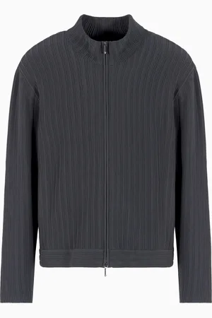 Emporio Armani Cardigan mit durchgehendem Reißverschluss aus Viskose mit vertikalem Ottoman-Stich der Icon-Kollektion