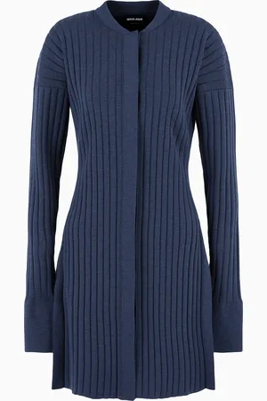 Giorgio Armani Langer Cardigan aus gerippter Wolle