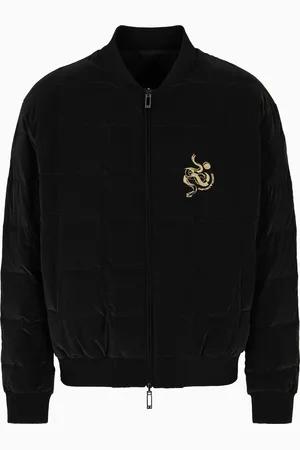 Emporio Armani Wende-Blouson aus glänzendem Matelassé-Nylon mit Mondneujahr-Stickerei