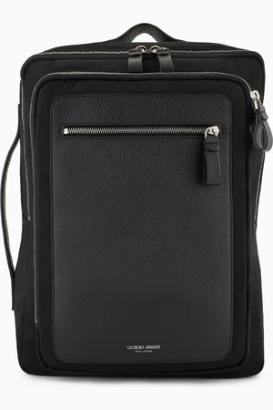 Giorgio Armani ASV Rucksack aus Nylon und vollnarbigem Leder