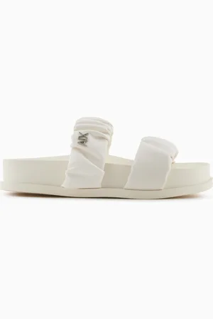 Armani Exchange Sandalen mit zwei Bändern aus gerafftem Stoff