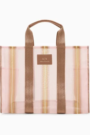 Armani Exchange Transparente Shopper-Tasche aus gestreiftem Stoff