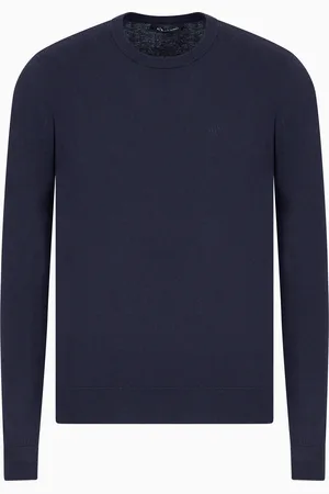Armani Exchange Basic-Pullover mit Rundhalsausschnitt und gesticktem -Logo