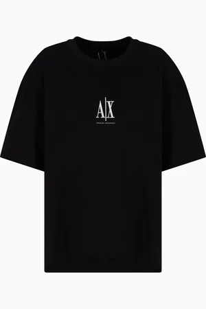 Armani Exchange Kurzes T-Shirt aus schwerer Baumwolle