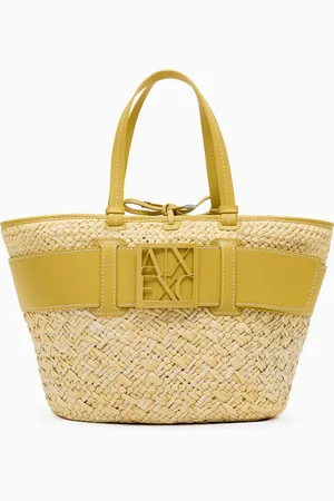 Armani Exchange Stroh-Shopper mit Logoband