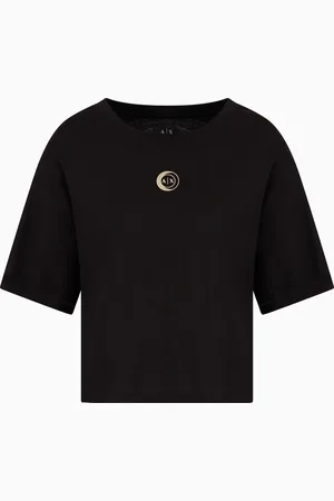 Armani Exchange Kurzes Jersey-T-Shirt mit Metalllogo