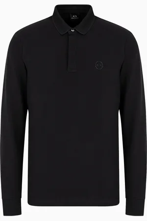 Armani Exchange Slim-Fit-Poloshirt aus Stretch-Baumwolle mit langen Ärmeln
