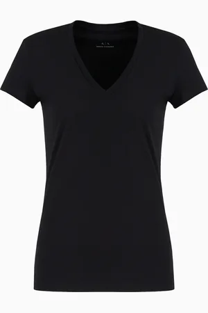 Armani Exchange Schmal geschnittenes T-Shirt aus Pima-Baumwolljersey