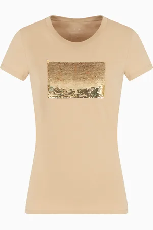Armani Exchange Schmal geschnittenes T-Shirt mit Strass-Logo