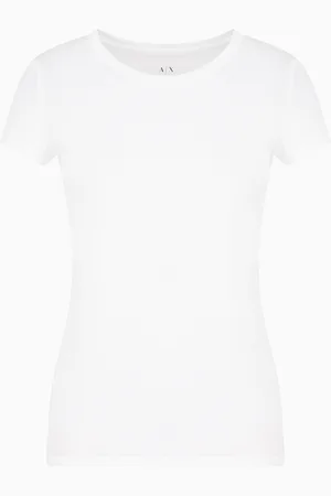 Armani Exchange Schmal geschnittenes T-Shirt aus Pima-Baumwolljersey
