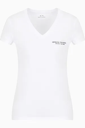 Armani Exchange Schmal geschnittenes Jersey-T-Shirt mit V-Ausschnitt