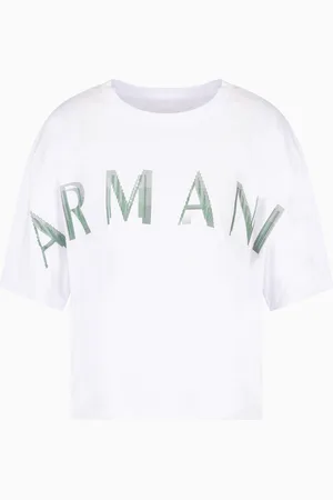 Armani Exchange Kurzes T-Shirt mit Logo mit optischem Effekt