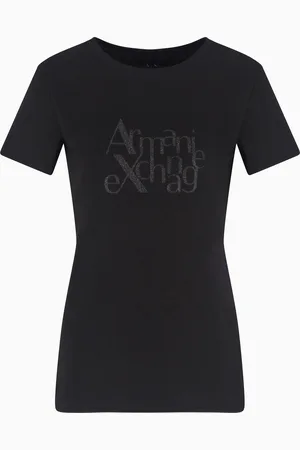 Armani Exchange T-Shirt mit normaler Passform und glitzerndem ASV-Logo