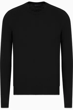 Armani Exchange Basic-Pullover mit Rundhalsausschnitt und gesticktem -Logo