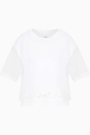 Armani Exchange Kurzes T-Shirt mit geformtem Saum