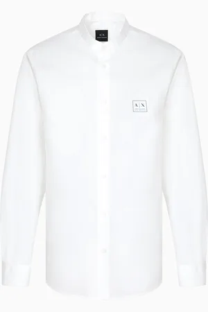 Armani Exchange Popeline-Hemd im Regular Fit mit Logo-Patch