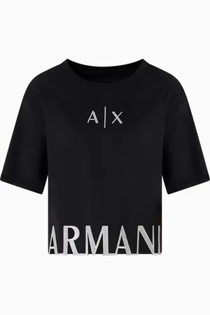 Armani Exchange Kurzes T-Shirt mit Logoprofil