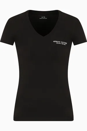 Armani Exchange Schmal geschnittenes Jersey-T-Shirt mit V-Ausschnitt