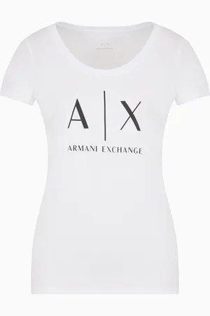 Armani Exchange Schmal geschnittenes T-Shirt aus Pima-Baumwolljersey