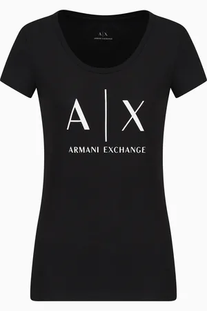 Armani Exchange Schmal geschnittenes T-Shirt aus Pima-Baumwolljersey
