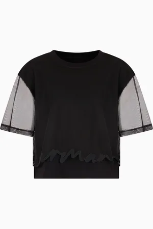 Armani Exchange Kurzes T-Shirt mit geformtem Saum