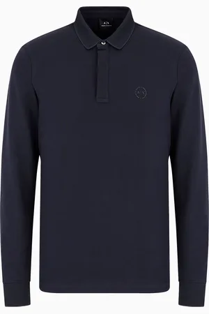 Armani Exchange Slim-Fit-Poloshirt aus Stretch-Baumwolle mit langen Ärmeln