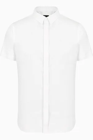 Armani Exchange Slim-Fit-Hemd mit kurzen Ärmeln aus Stretch-Satin