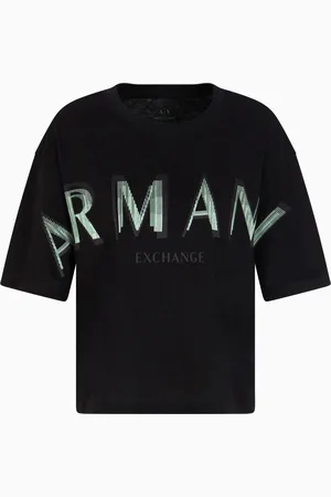 Armani Exchange Kurzes T-Shirt mit Logo mit optischem Effekt