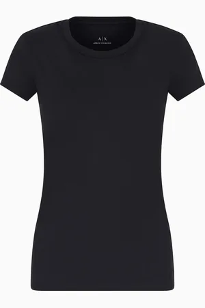 Armani Exchange Schmal geschnittenes T-Shirt aus Pima-Baumwolljersey