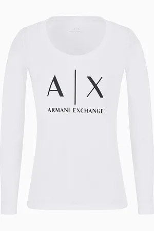 Armani Exchange Langärmliges T-Shirt mit Pima-Baumwoll-Print