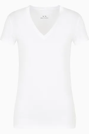 Armani Exchange Schmal geschnittenes T-Shirt aus Pima-Baumwolljersey