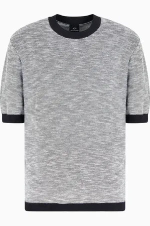 Armani Exchange Kurzärmliges Melange-Baumwollhemd