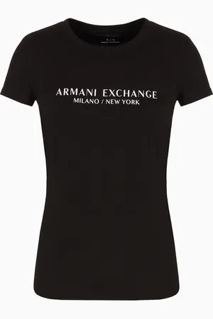 Armani Exchange Schmal geschnittenes T-Shirt mit Milan New York-Aufdruck