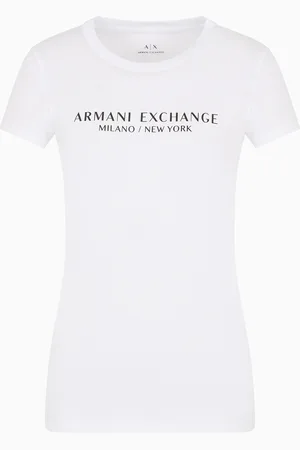 Armani Exchange Schmal geschnittenes T-Shirt mit Milan New York-Aufdruck