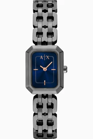 Armani Exchange Automatikuhr mit zwei Zeigern, gefertigt aus rostfreiem Edelstahl in Anthrazit