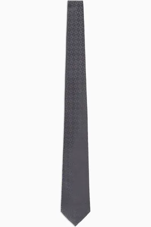 Emporio Armani Krawatte aus reiner Jacquard-Seide mit Adler- und Karomuster