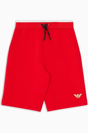Emporio Armani Shorts mit Tunnelzug, gefertigt aus doppellagigem Jersey mit Stickerei
