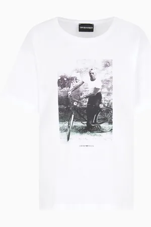 Emporio Armani T-Shirt mit Foto-Print, gefertigt aus leichtem Baumwoll-Jersey