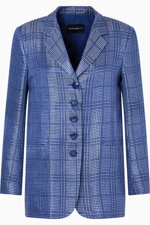Emporio Armani Einreihiger Blazer aus Cupro-Mischung mit Karo-Muster