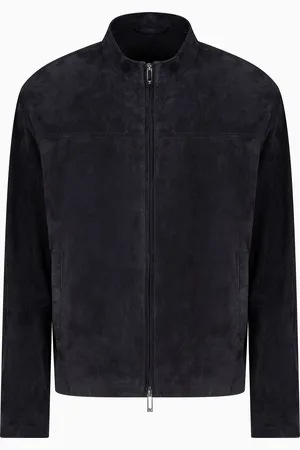 Emporio Armani Jacke mit durchgehendem Reißverschluss aus Ziegen-Veloursleder