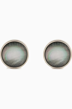 Giorgio Armani Runde Manschettenknöpfe aus 925er-Silber und Perlmutt