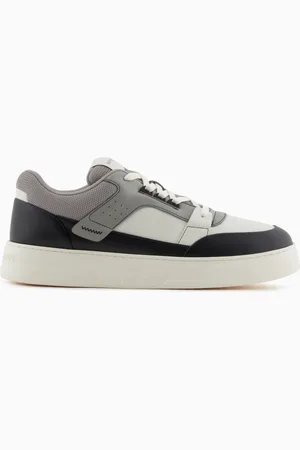 Emporio Armani Sneaker aus Leder und Mesh mit kontrastierenden Details