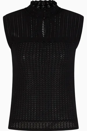 Emporio Armani Top mit Stehkragen und durchbrochenem Spitzenmuster