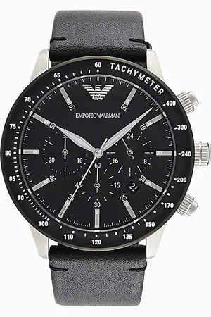 Emporio Armani Herren-Chronograph mit schwarzem Lederarmband