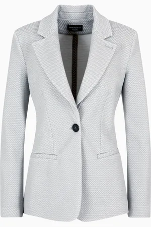 Emporio Armani Icon Einreihiges Sakko aus Jersey-Maschengewebe in Jacquard-Verarbeitung in Relief-Optik