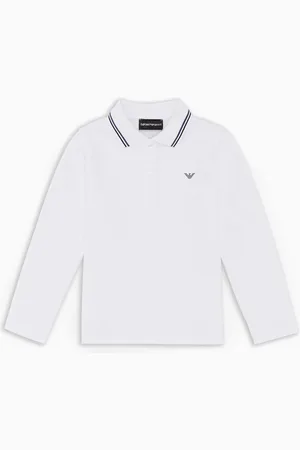 Emporio Armani Poloshirt mit langen Ärmeln aus Pikee mit Stretchanteil und profiliertem Kragen