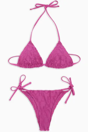 Emporio Armani ASV Gepolsterter Triangel-Bikini aus recyceltem Jacquard-Stoff mit fettgedrucktem Allover-3D-Logo