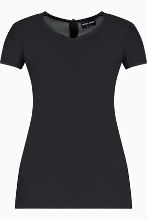 Giorgio Armani Bluse aus Seidencharmeuse mit V-Ausschnitt
